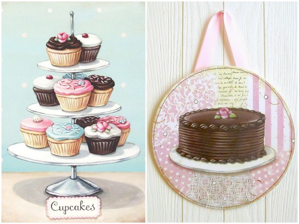 vintage cupcakes print cake