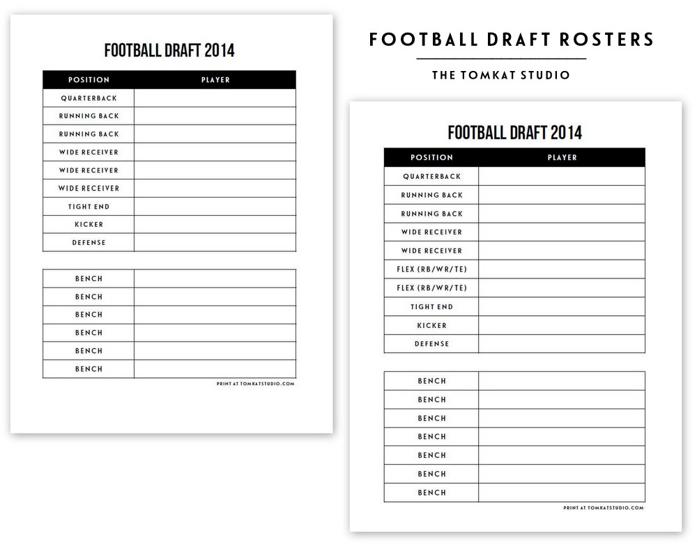 Free Printable Football Roster... The TomKat Studio Blog