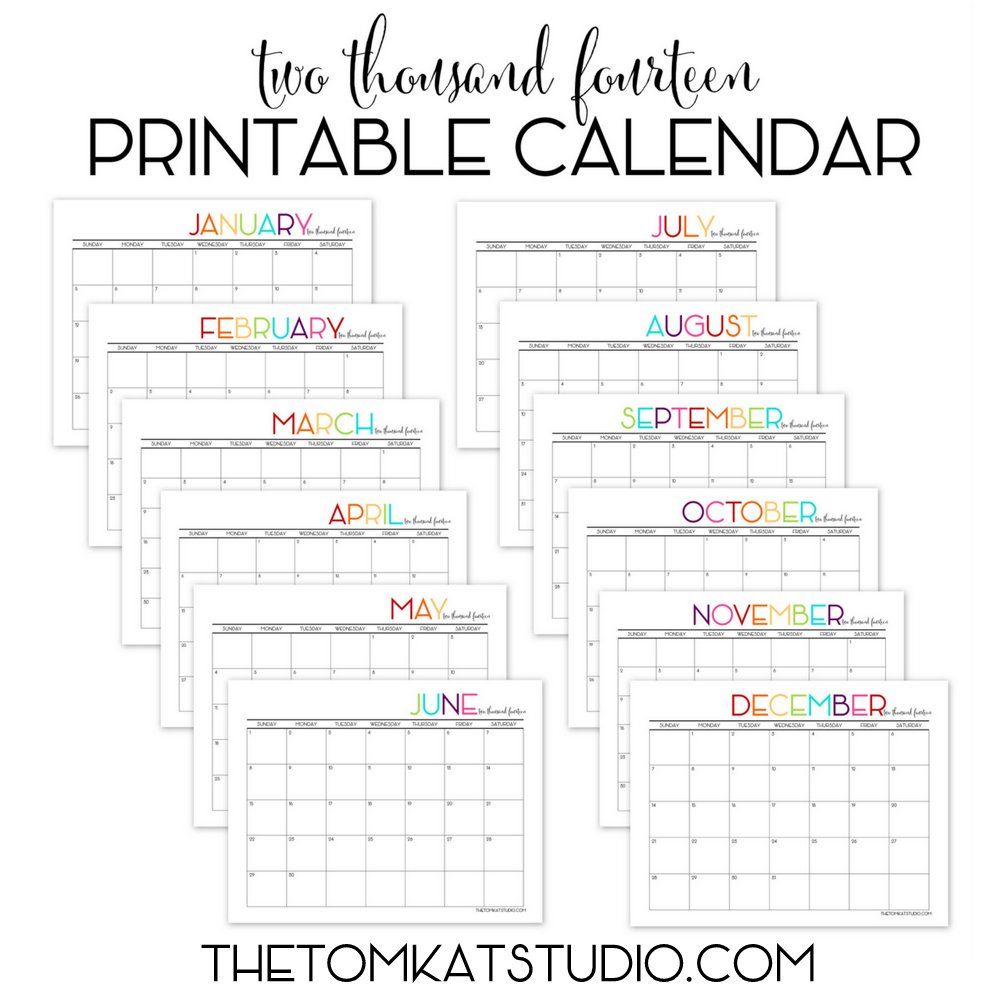 Free 2014 Printable Calendar... | The TomKat Studio Blog